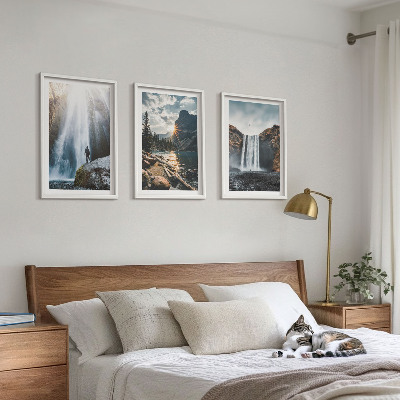 Wall art set Waterfalls mountains landscapes nature