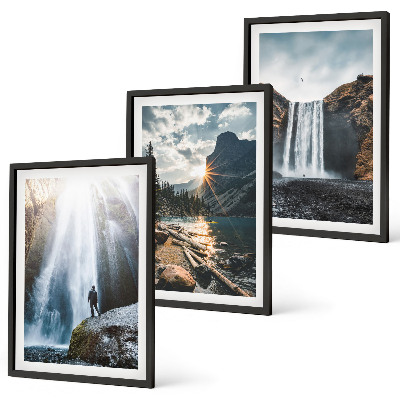 Wall art set Waterfalls mountains landscapes nature
