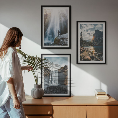 Wall art set Waterfalls mountains landscapes nature