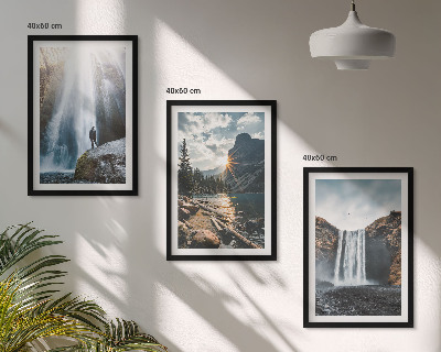 Wall art set Waterfalls mountains landscapes nature