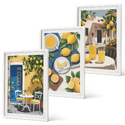 Patio Sun Lemonade set of 3 framed wall art pieces