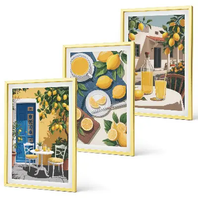 Patio Sun Lemonade set of 3 framed wall art pieces