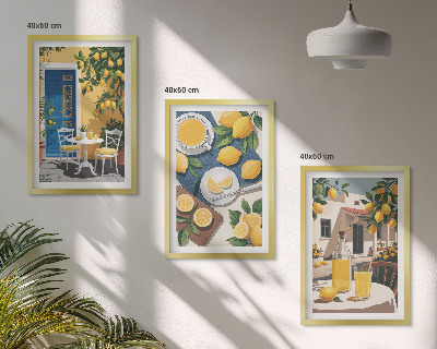 Set of 3 framed wall art pieces Patio Sun Lemonade