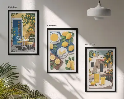 Patio Sun Lemonade set of 3 framed wall art pieces