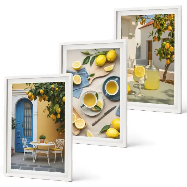 Wall art set lemons and lemonade with blue door