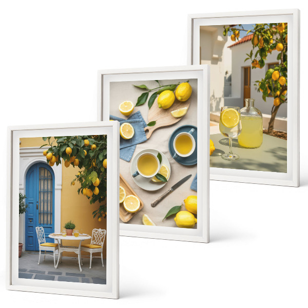 Wall art set Lemons lemonade blue door