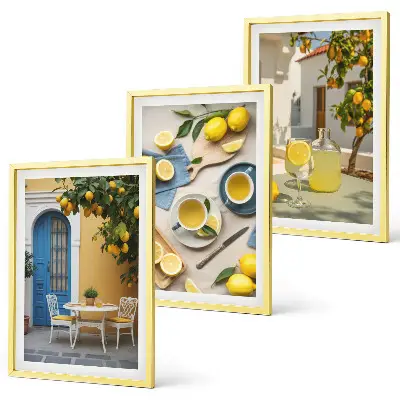 Wall art set lemons and lemonade with blue door