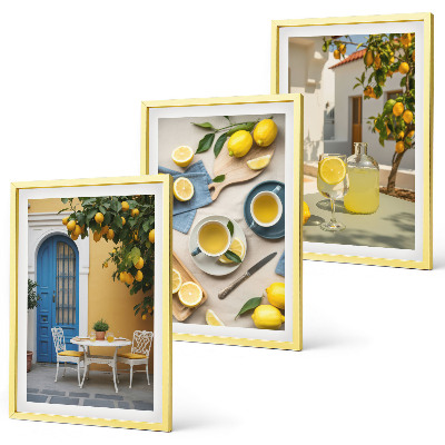 Wall art set Lemons lemonade blue door