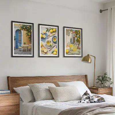 Wall art set lemons and lemonade with blue door