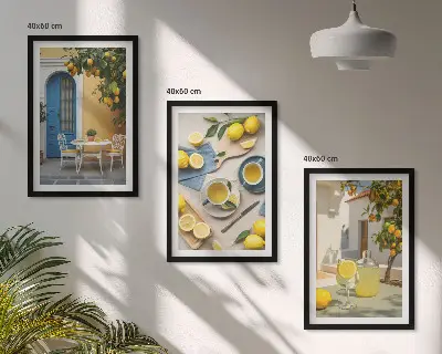 Wall art set lemons and lemonade with blue door