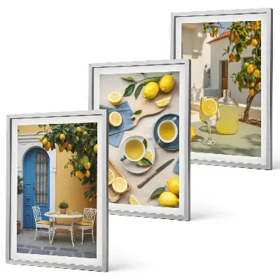 Wall art set lemons and lemonade with blue door