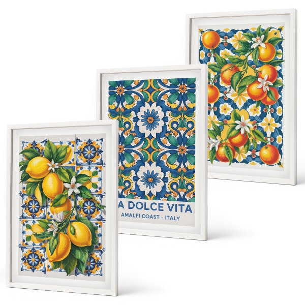 Three-piece wall art piece Citrus colorful abstracts
