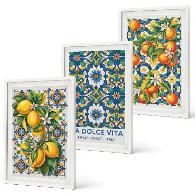 Citrus colorful abstracts wall art three-piece set