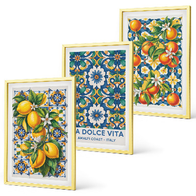 Three-piece wall art piece Citrus colorful abstracts