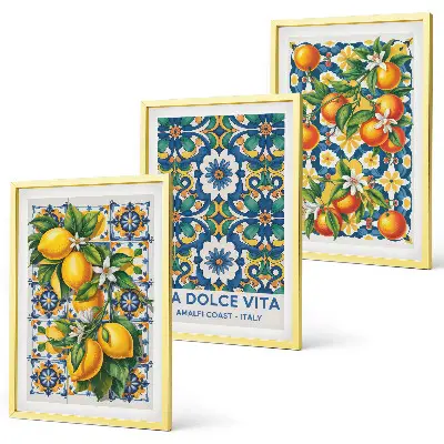 Citrus colorful abstracts wall art three-piece set