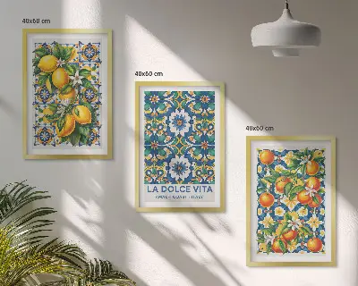 Citrus colorful abstracts wall art three-piece set