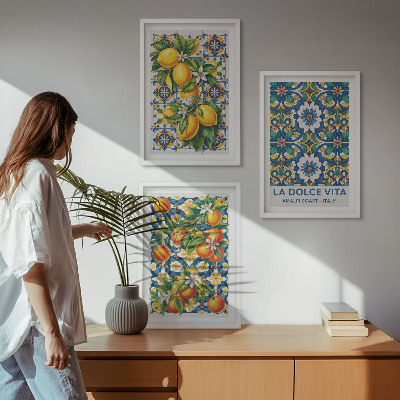 Three-piece wall art piece Citrus colorful abstracts