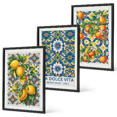 Citrus colorful abstracts wall art three-piece set