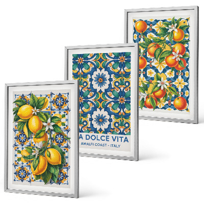 Three-piece wall art piece Citrus colorful abstracts