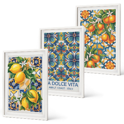 Wall art set Lemon orange blossoms patterns