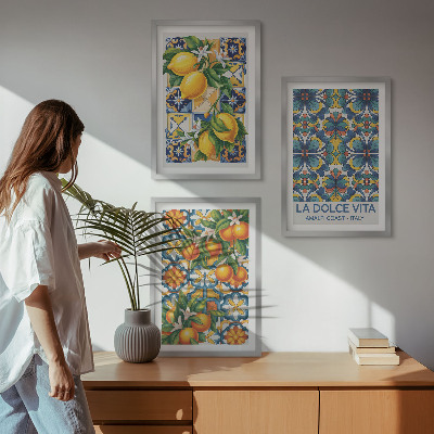 Wall art set Lemon orange blossoms patterns