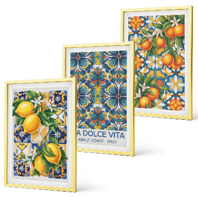 Wall art set Lemon orange blossoms patterns