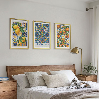Wall art set Lemon orange blossoms patterns