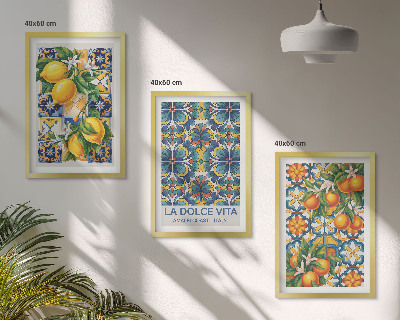 Wall art set Lemon orange blossoms patterns