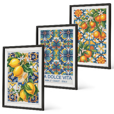 Wall art set Lemon orange blossoms patterns