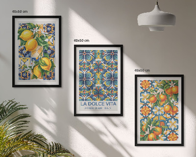 Wall art set Lemon orange blossoms patterns