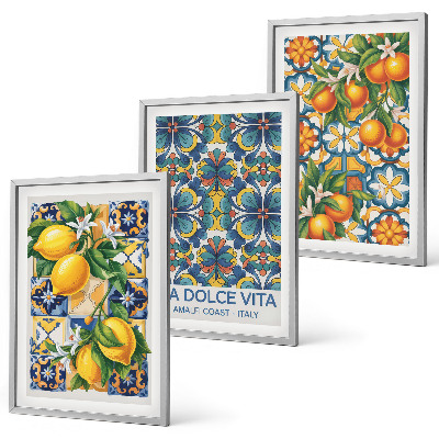Wall art set Lemon orange blossoms patterns