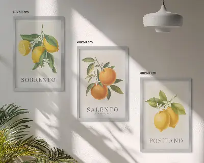 Amalfi lemons and oranges wall art three-piece set