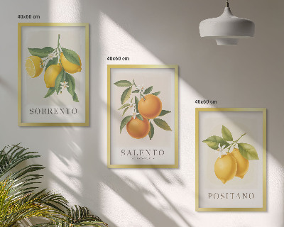 Three-piece wall art piece Amalfi lemons and oranges
