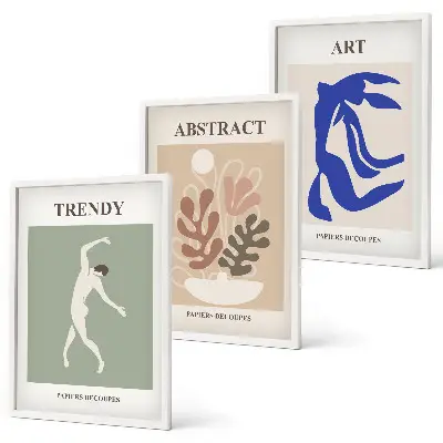 Wall art set featuring stylish Matisse plant figures