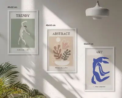 Wall art set featuring stylish Matisse plant figures
