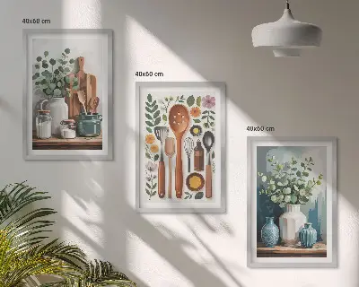 Plant-based kitchen wall art set of 3 framed pieces