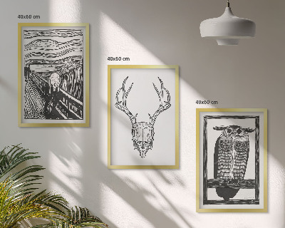 Wall art set Screaming skull owl graphics