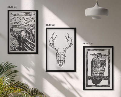 Wall art set Screaming skull owl graphics