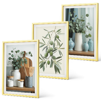 Three-piece wall art piece Green olives eucalyptus