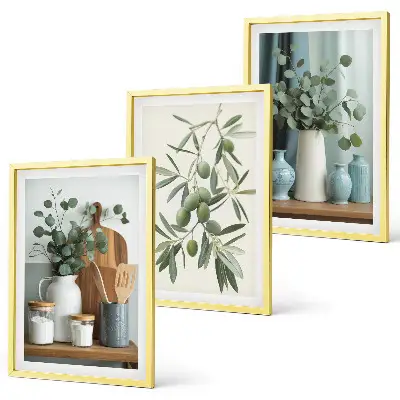 Green olives eucalyptus wall art three-piece set