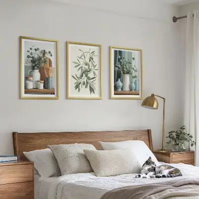 Green olives eucalyptus wall art three-piece set