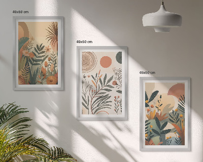 Three-piece wall art piece Plant motifs in subdued colors