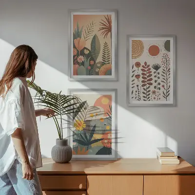 Wall art set boho plant patterns with nature themes