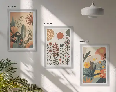 Wall art set boho plant patterns with nature themes