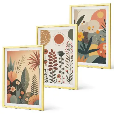Wall art set boho plant patterns with nature themes