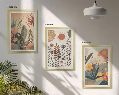 Wall art set boho plant patterns with nature themes
