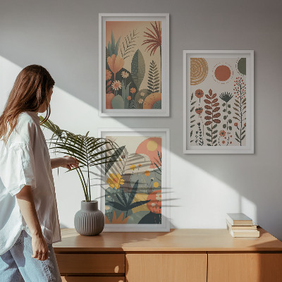 Wall art set Boho plant patterns nature