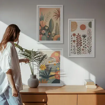 Wall art set boho plant patterns with nature themes