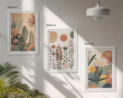 Wall art set boho plant patterns with nature themes