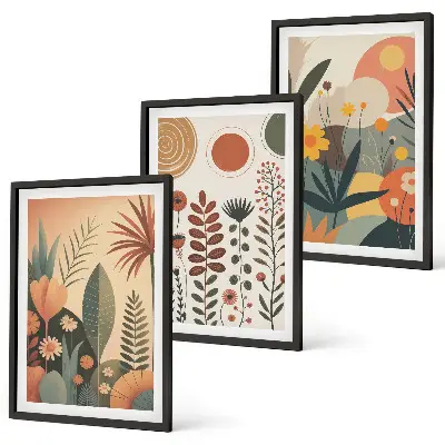 Wall art set boho plant patterns with nature themes